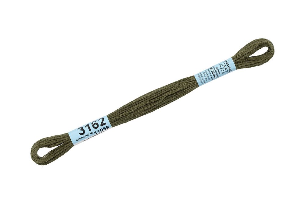 Мулине Gamma 100% хлопок, цв.3162 хаки, 24 мотка по 8 метров