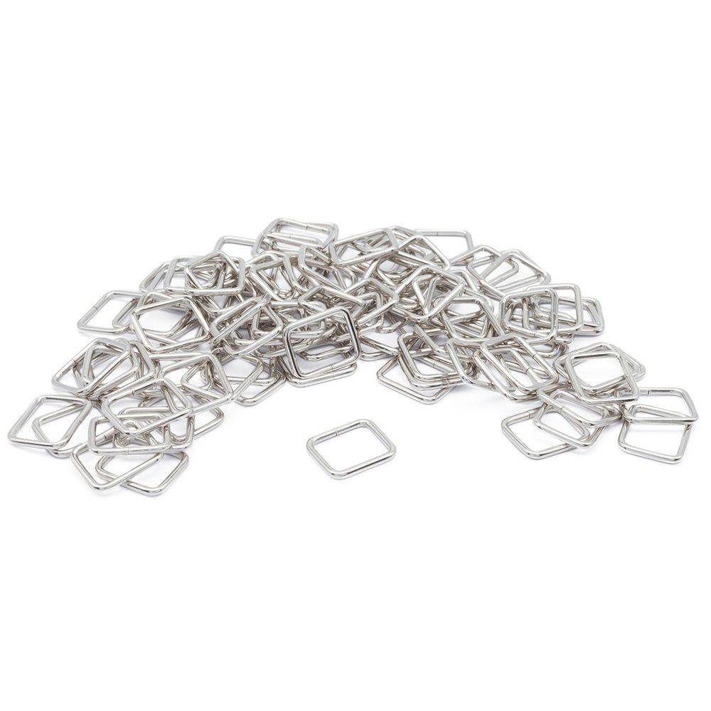 Рамка прямоугольная металл 15.5 мм /19.3х16.2 мм, ⌀1.9 мм/, никель, 100 шт, 2AR030