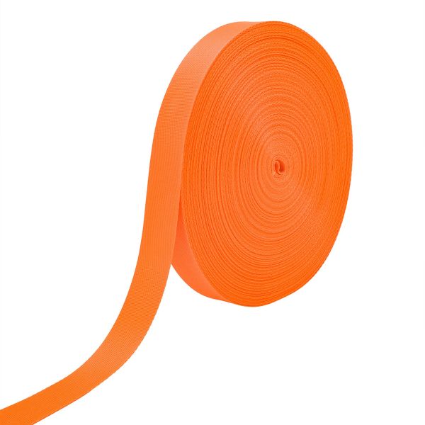 Стропа (ременная лента) 25 мм / 45.5 метров, [15 г/пог.м], оранж неон цв. 27, ГРХ10034