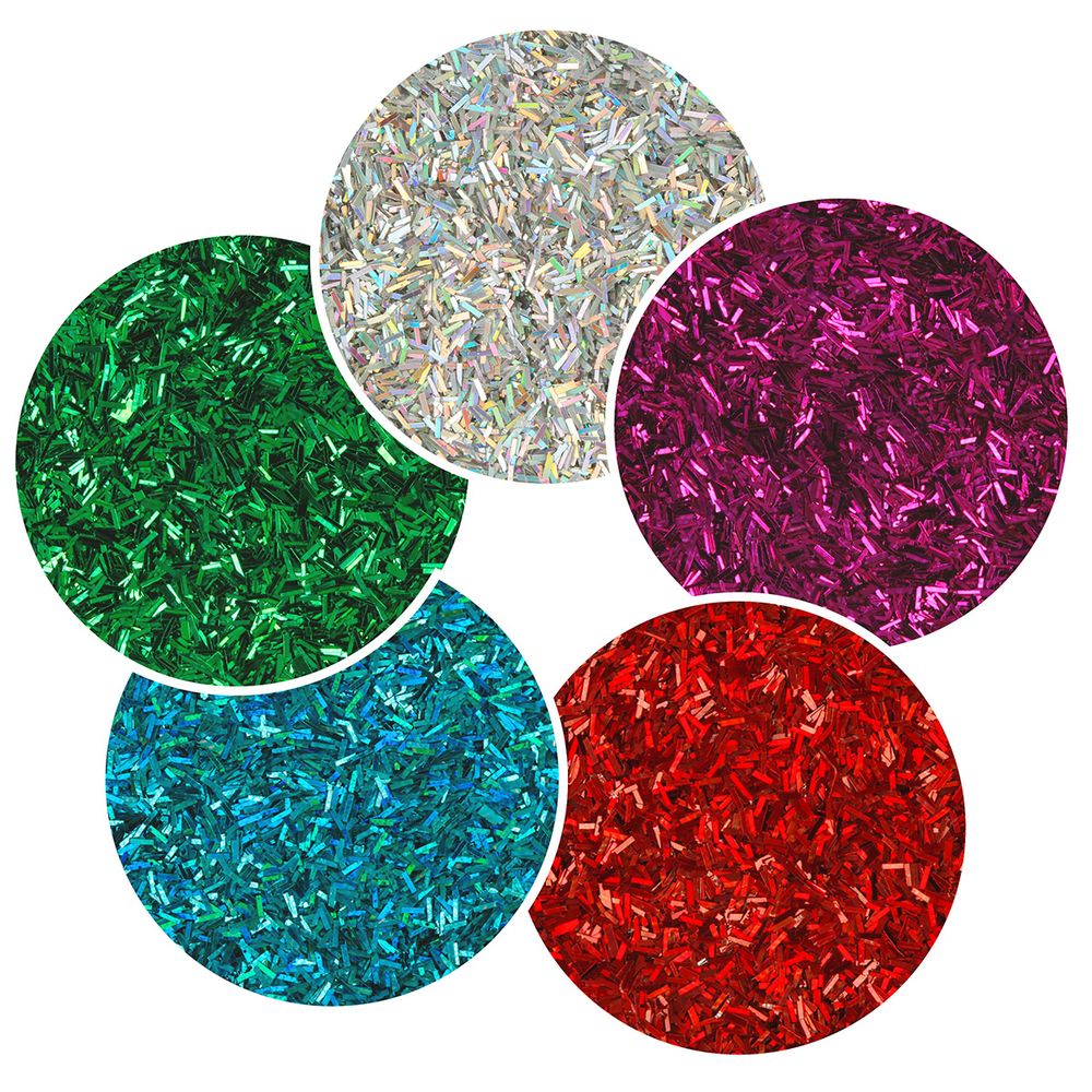 Блестки декоративные ассорти стружка 0.2х1.5 мм, 5 уп. по 5 г, 4.5 мл, № 02, Love2art Набор ассорти "стружка" GLI-03