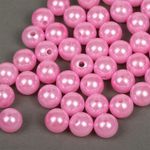 Бусины пластик (перламутр) ⌀12 мм, цв.015 розовый, уп.50г (53 шт), Magic4Hobby