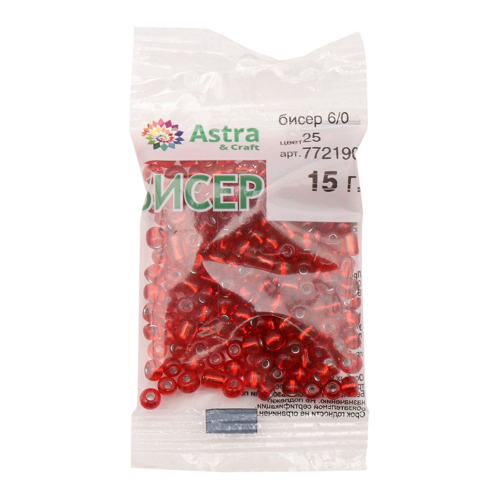 Бисер Astra&Craft 6/0 (4.1 мм), 150 г (10х15 г), цв. 25 красный