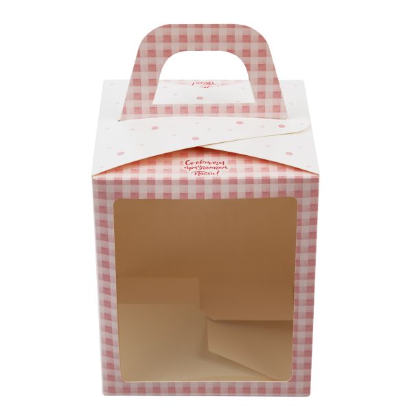 Коробка под кулич с окном 15х15х18 см, №2 Пасхальный букет, S-Chief CBC-010