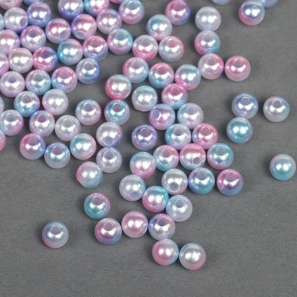 Бусины пластик (перламутр) ⌀6 мм, цв.микс, 500 г, Magic4Hobby