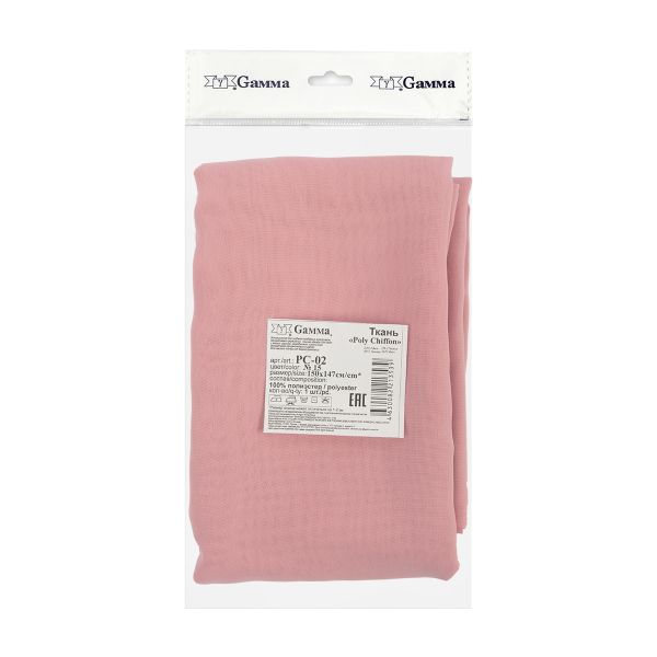 Ткань блузочная Poly Chiffon 84 г/м², 150х147 см, 15 гр.розовый, Gamma PC-02