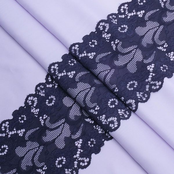 Кружево бельевое эластичное 150 мм / 3.4 метра, цвет темно-синий