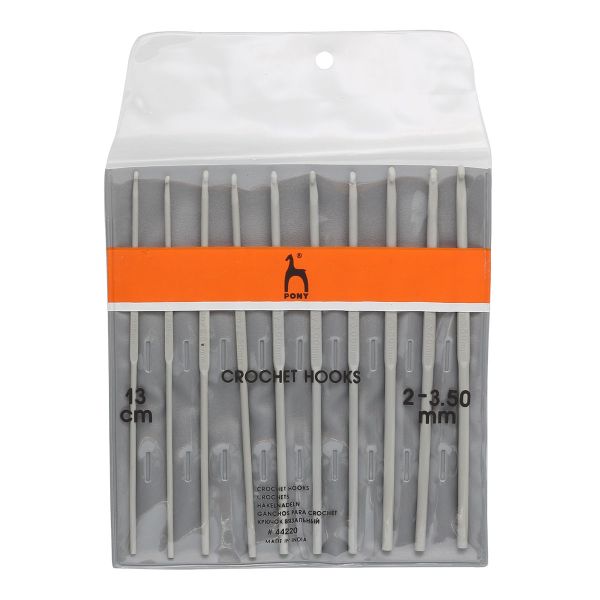 Набор крючков для вязания ⌀2,00-3,5 мм, 13 см, 10 шт, алюминий, Pony