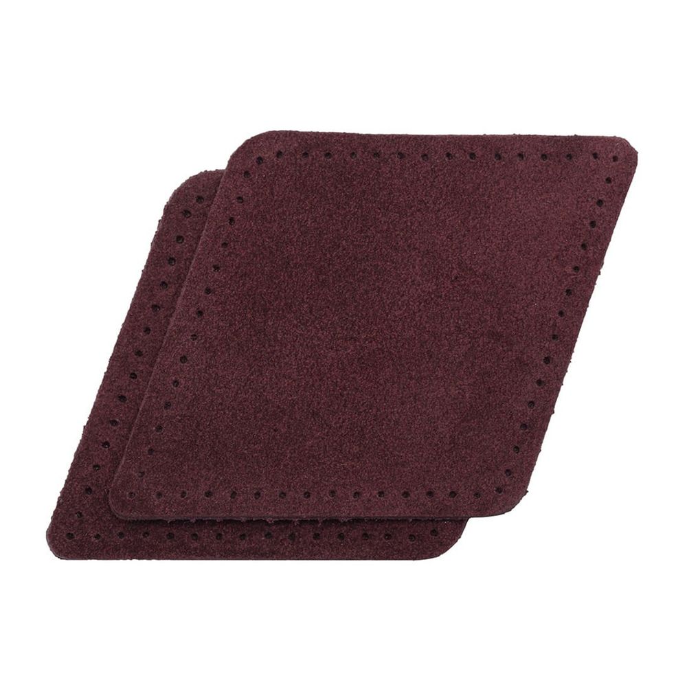 Заплатки пришивные из замши, ромб 8х11,2см с перфорацией, 2 шт, 100% кожа, 31 бордовый, 59125