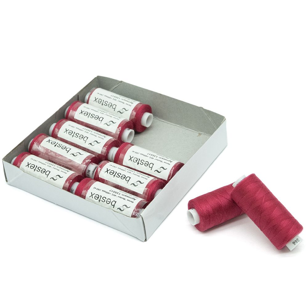 Нитки швейные бытовые Bestex 40/2, 365 м (400 ярд) / 10 кат., 066 темная мальва