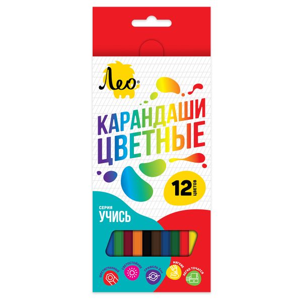 Набор цветных карандашей LNSCP-12 заточенный 8х12 цв, Лео LNSCP-12