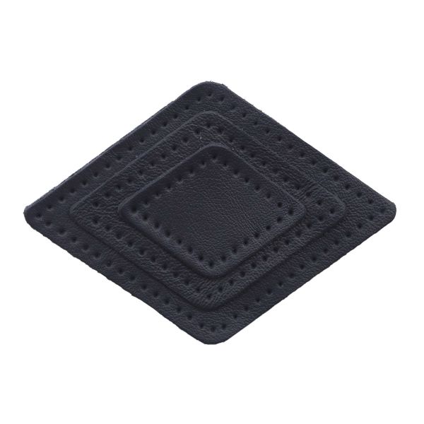 Набор заплаток пришивных из кожи, ромб 4х5,6см, 6х8,4см, 8х11,2см, с перфорацией, 3 шт (05 темно-синий), 9405