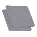 Заплатки пришивные из кожи, ромб 6х8,4см с перфорацией, 2 шт, 100% кожа, 07 серый, 9115