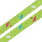 Лента репсовая (в рубчик) Зонтики, 15 мм, 3м, зеленый