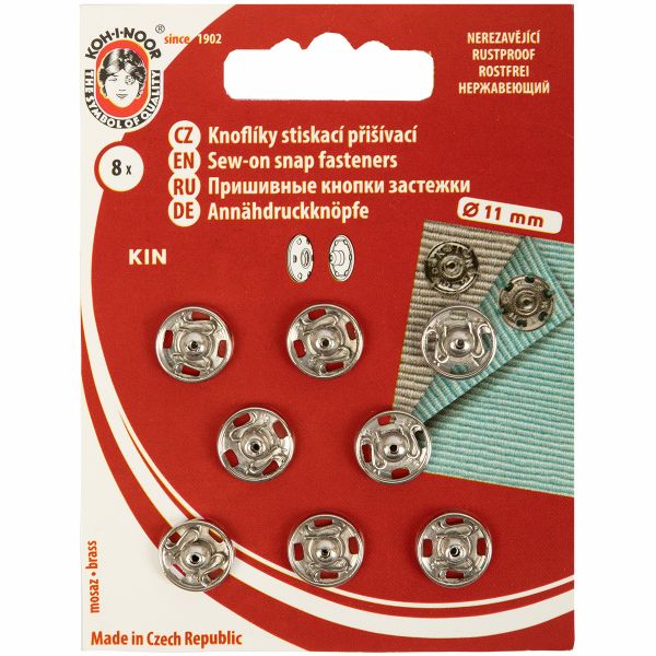 Кнопка пришивная металл ⌀11.0 мм, 8 шт, никель, KOH-I-NOOR 10 (KIN1000 №3)