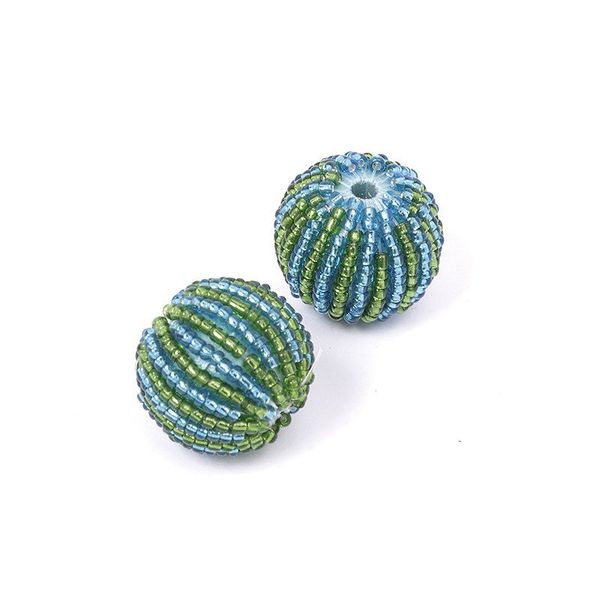 Бусины пластик ⌀22 мм, in ⌀4 мм, цв. 2 зеленый/голубой, Tesoro