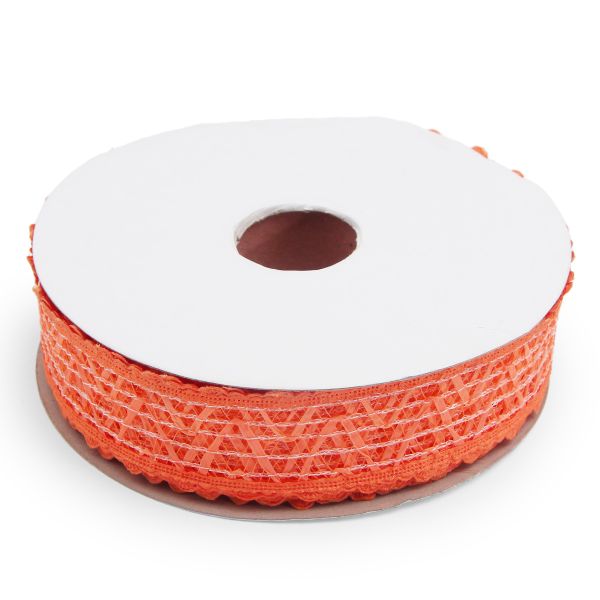 Тесьма отделочная ажурная 38 мм, 25 м, (09 оранжевый)