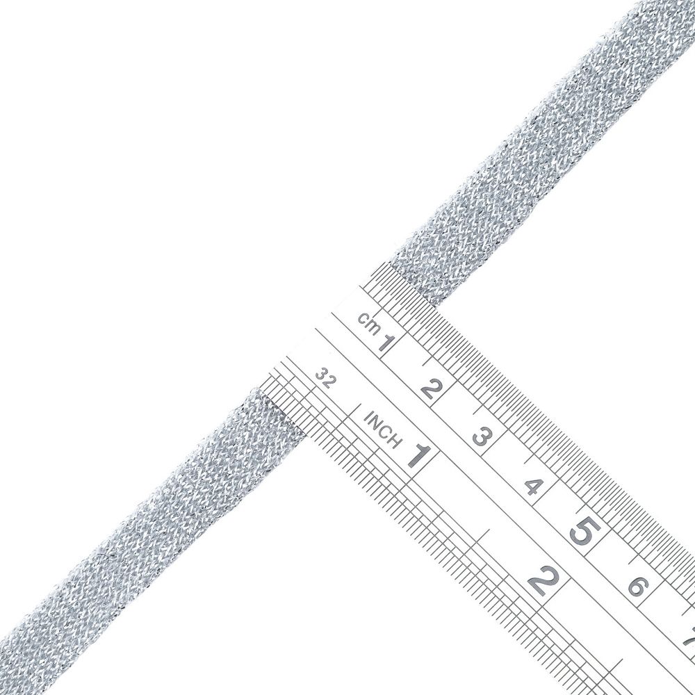 Шнур металлизированный плоский ⌀10.0 мм / 70 метров, серебро