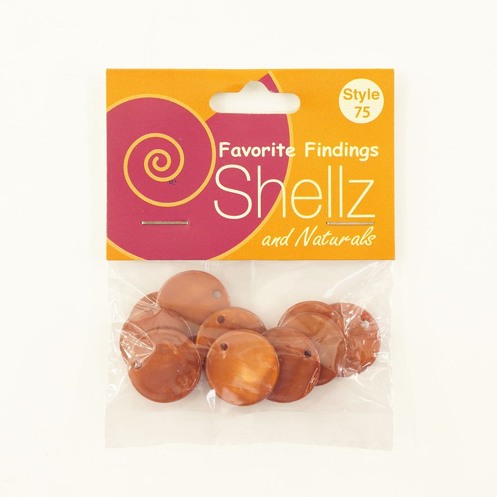 Пуговицы Shellz &amp; Natural Round River Shell Dangles 20 мм, охра, 10 шт, Blumenthal Lansing