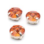 Хрустальные стразы в цапах круглой формы, рыжий 10 мм, 5 шт. Astra&Craft, РЦ006НН10