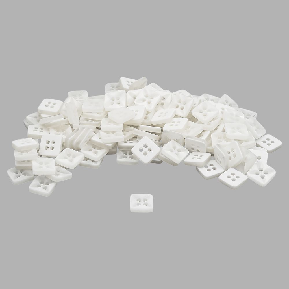 Пуговицы 4 прокола 22L (14мм), квадрат, пластик (белый), CB_M-26, 144 шт