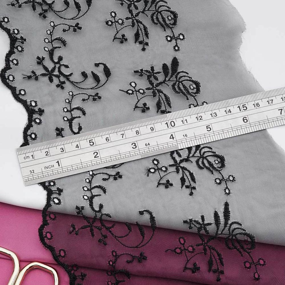 Кружево капроновое широкое 167 мм / 13.71 м, 0574-6002, цв.черный