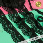 Кружево эластичное (стрейч) 30 мм / 5 метра, TBY.8029, цв.02 черный, Kruzhevo