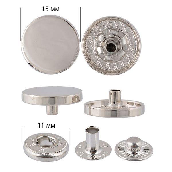 Кнопка Альфа (S-образная) ⌀15.0 мм, ≈100 шт, (внутренние ⌀11 мм) цв.никель, TBY