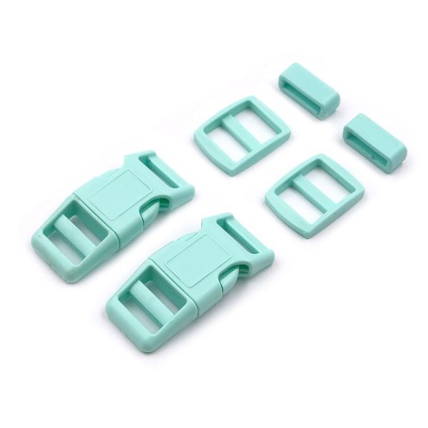 Фастекс (пряжка трезубец), рамка и рамка-регулятор 15мм, пластик, (2 компл.) Hobby&Pro, св.бирюзовый, A03001037-15
