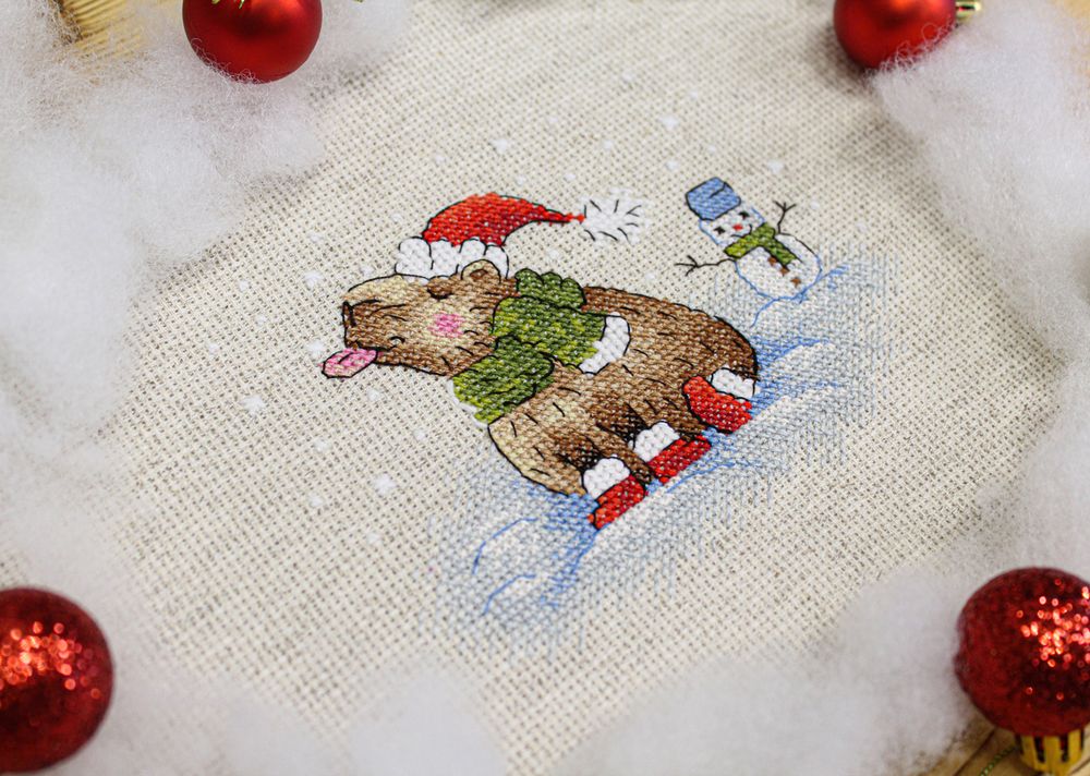 Набор для вышивания нитками МП Студия (Жар-птица), Прогулка на морозе, 11х13 см