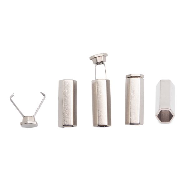 Наконечник для шнура металл шестигранный 20х7 мм, металл, никель, 6660-0100, 20 шт