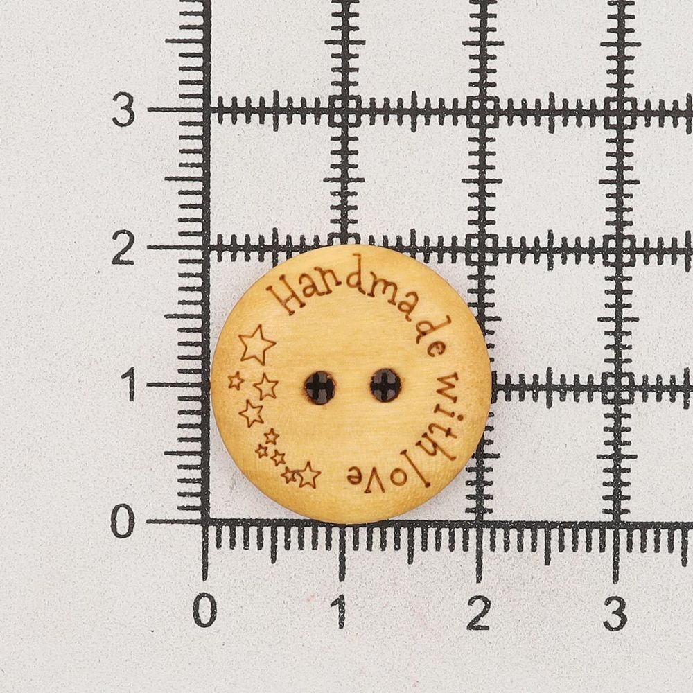 Пуговицы на 2 прокола Handmade 32L (20мм), дерево (Yellow (желтый)), W21, 36 шт