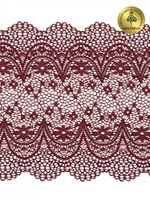 Кружево бельевое эластичное 220 мм / 10 м, 241, цв.076 сливовое вино, Kruzhevo