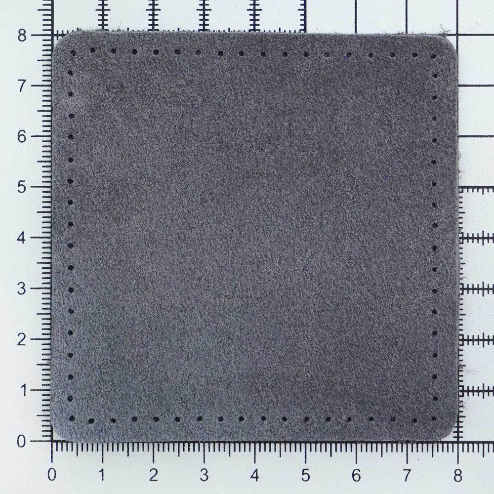 Заплатки пришивные из замши, квадрат 8см с перфорацией, 2 шт, 100% кожа, 26 серый, 59122