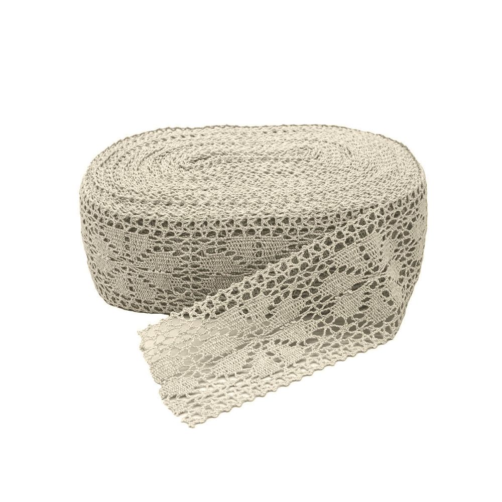 Кружево вязаное (тесьма) хлопковое 60 мм / 25 метров, рис.60.01.178 (лен) С3749Г17