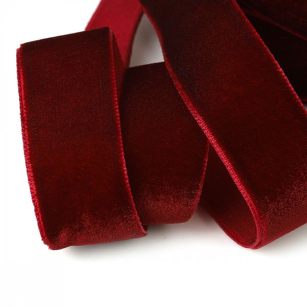 Лента бархатная (тесьма) 20.0 мм / 22.86±1 метров, арт.20VR44 нейлон цв.бордо