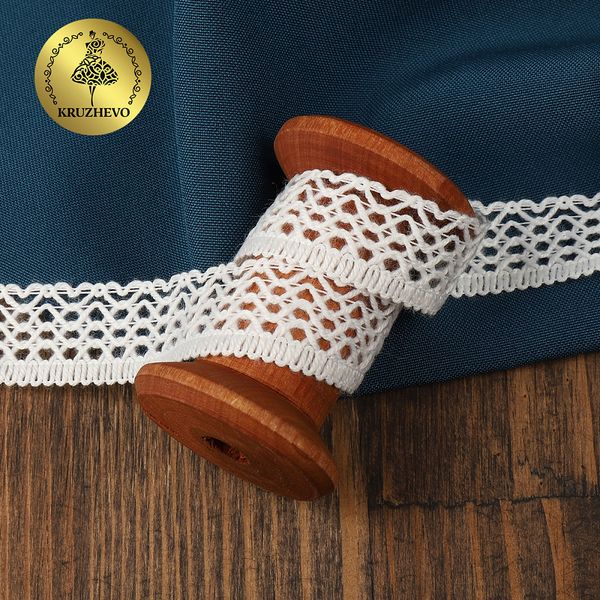 Кружево вязаное (тесьма) 15 мм / 25м, 60044 цв.003 белый, Kruzhevo