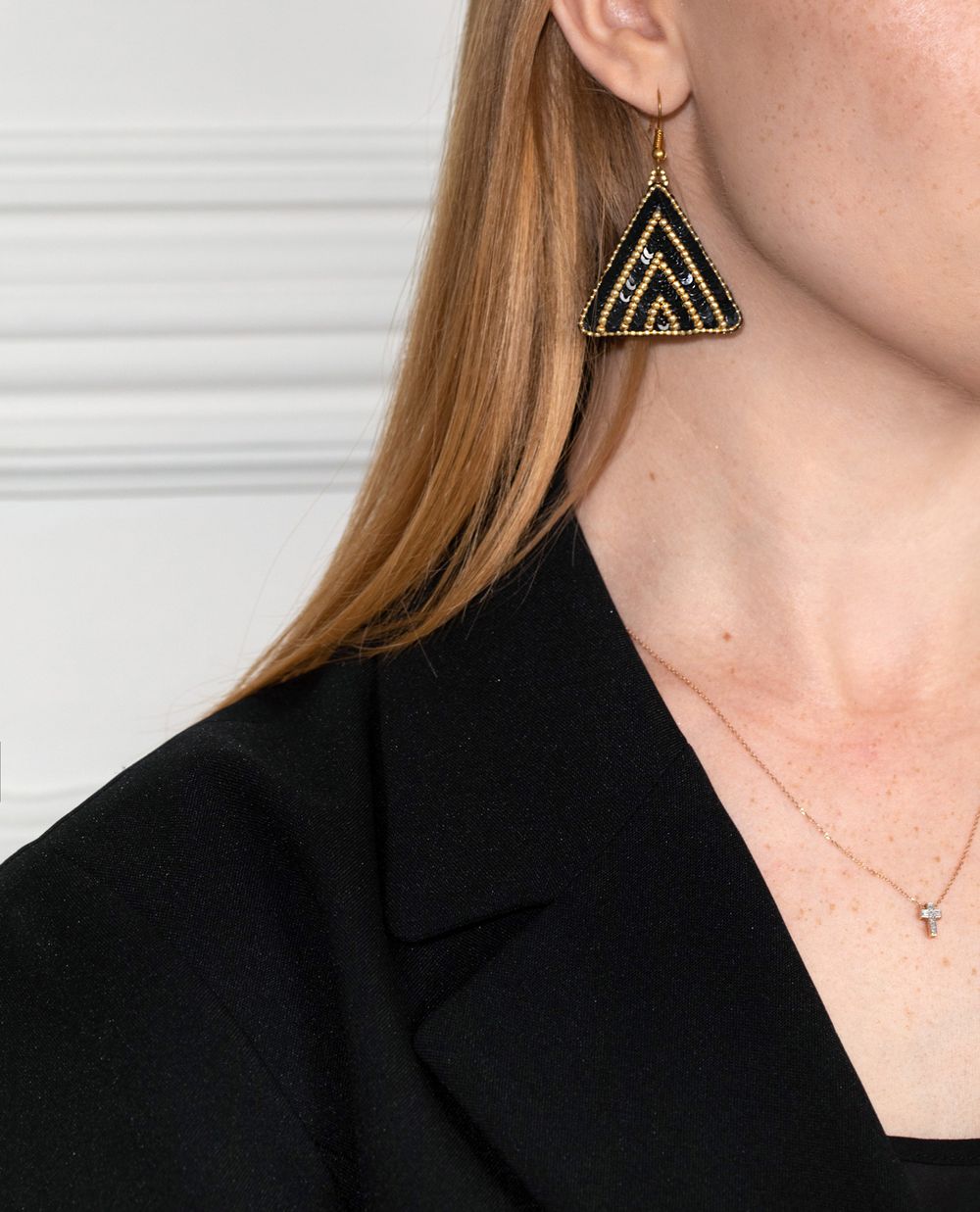 Набор для вышивания бисером Klart, серьги треугольные Золотой орнамент, 3,5х4 см