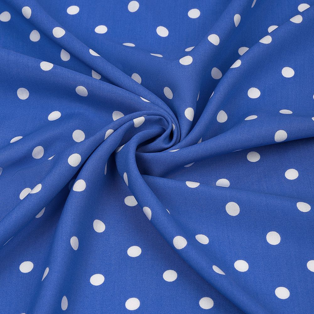 Штапель в горошек 90 г/м², 145 см / 2 метра, TBY.Vidt.03 цв.голубой