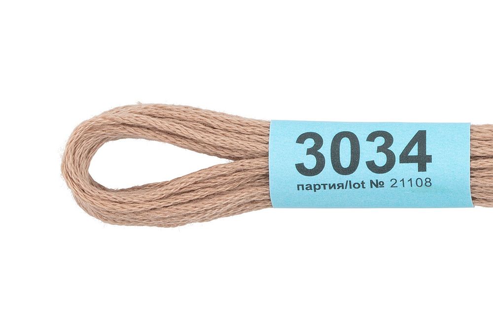 Мулине Gamma 100% хлопок, цв.3034 бежевый, 24 мотка по 8 метров