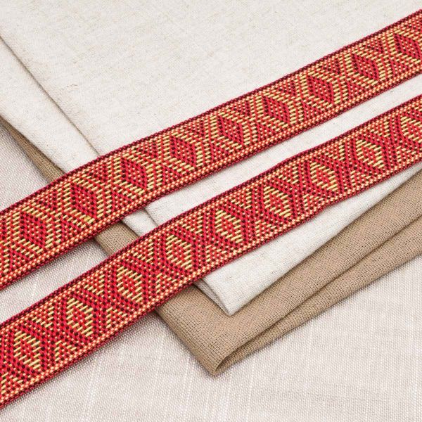Лента (тесьма) жаккардовая 30.0 мм / 25±1 метров, рис. 9854, красный/желтый/черный, С3881Г17