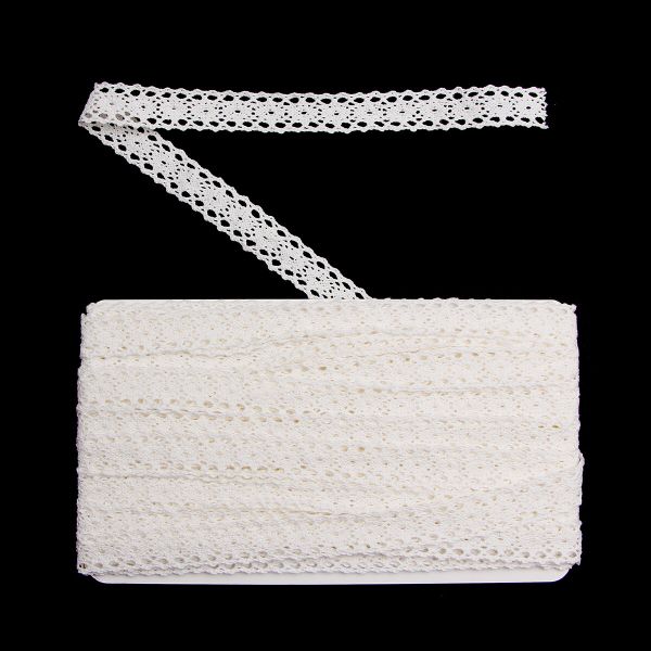 Кружево вязаное (тесьма) хлопковое 15 мм / 9.14 метров, неотбеленный