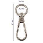 Карабин металл 13.0 мм (45х17 мм), 10 шт, 04 никель, Gamma GH 111/13/10