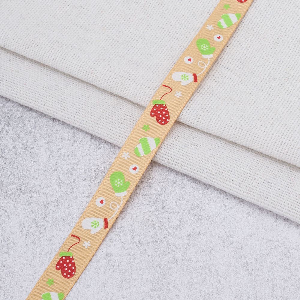 Лента репсовая (в рубчик) с рисунком 10.0 мм / 45.72 метра, НГ 1047, цв. золото, 24419