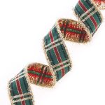 Лента (тесьма) жаккардовая 25.0 мм / 10±0.5 метров, Тартан с люрексом, 25136 SKL золото