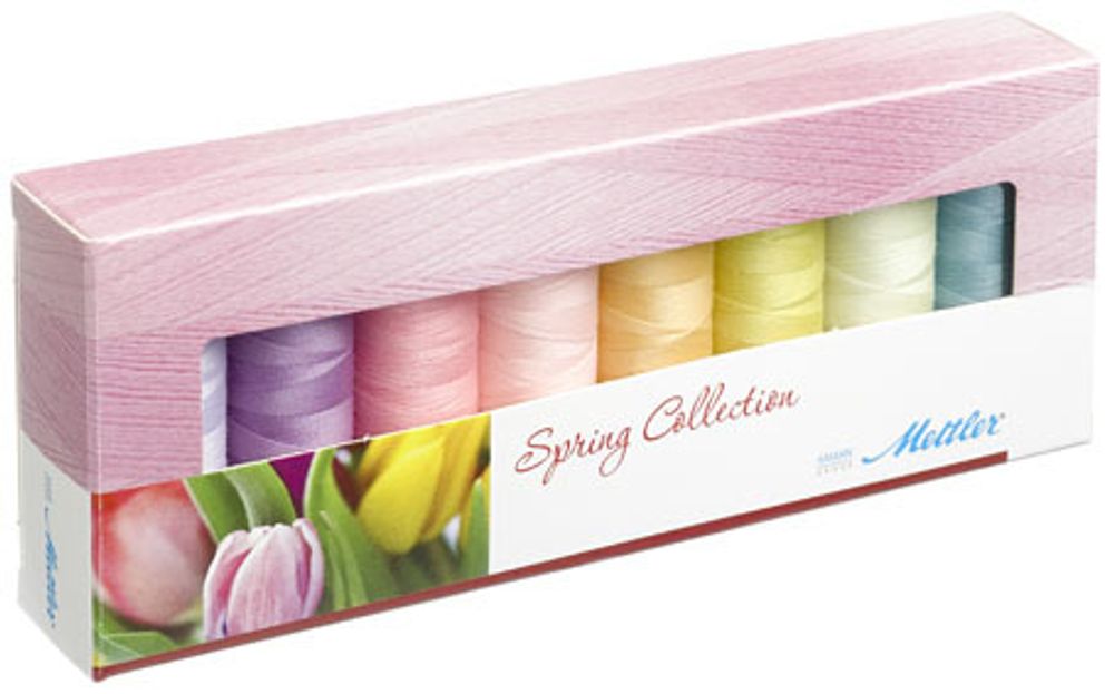 Швейные нитки (набор) Silk Finish &quot;Оттенки Весны&quot; в подарочной упаковке, 8 катушек, 1 упак