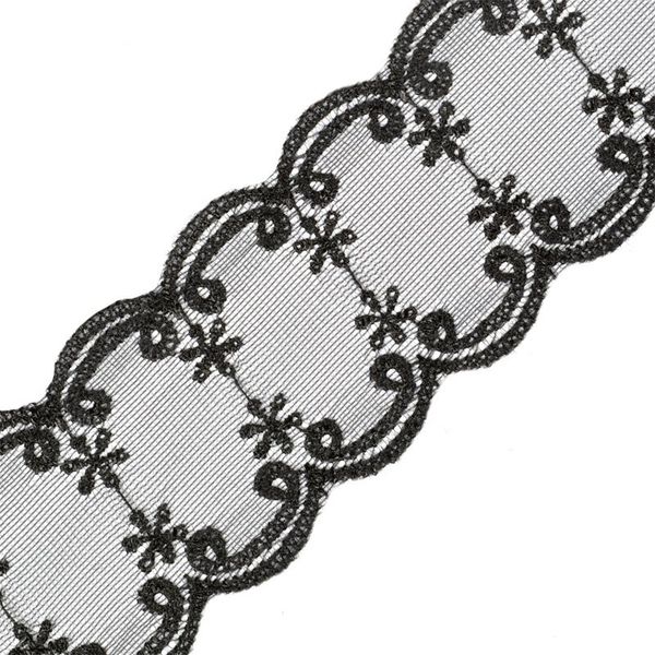 Кружево на сетке 55 мм, цв.черный уп. 13.71 м, Kruzhevo