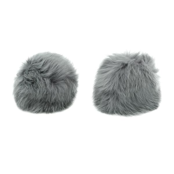 Помпон из натурального меха 80 мм, кролик, 2 шт, I серый
