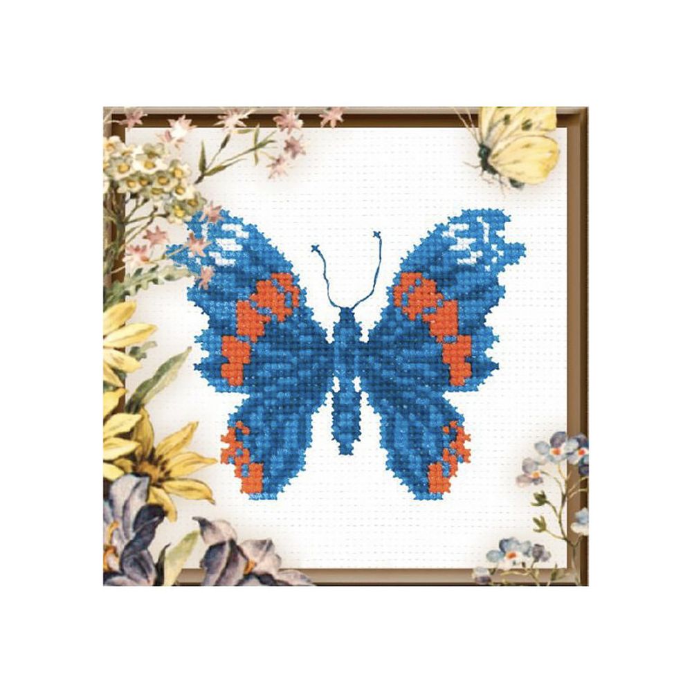 Набор для вышивания нитками РС Студия, Бабочка синяя 11х13 см