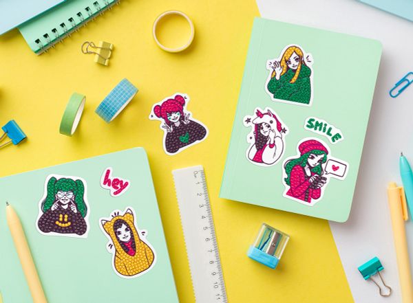 Алмазная (кристальная) мозаика Фрея ALVN-141, наклейки Яркие девочки, 19.5х14 см