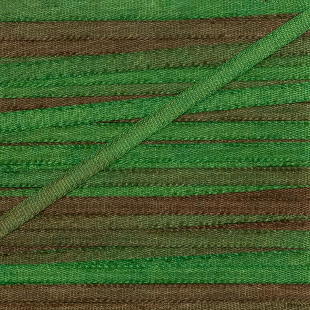 Лента (тесьма) шелковая 2.0 мм / 9.1±0.5 метров, M134 зеленый/коричневый, Gamma SRM-2